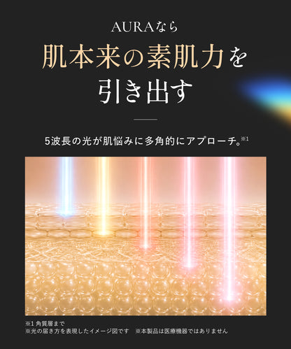 AURA ライトケアLED美顔器 収納ケース付き
